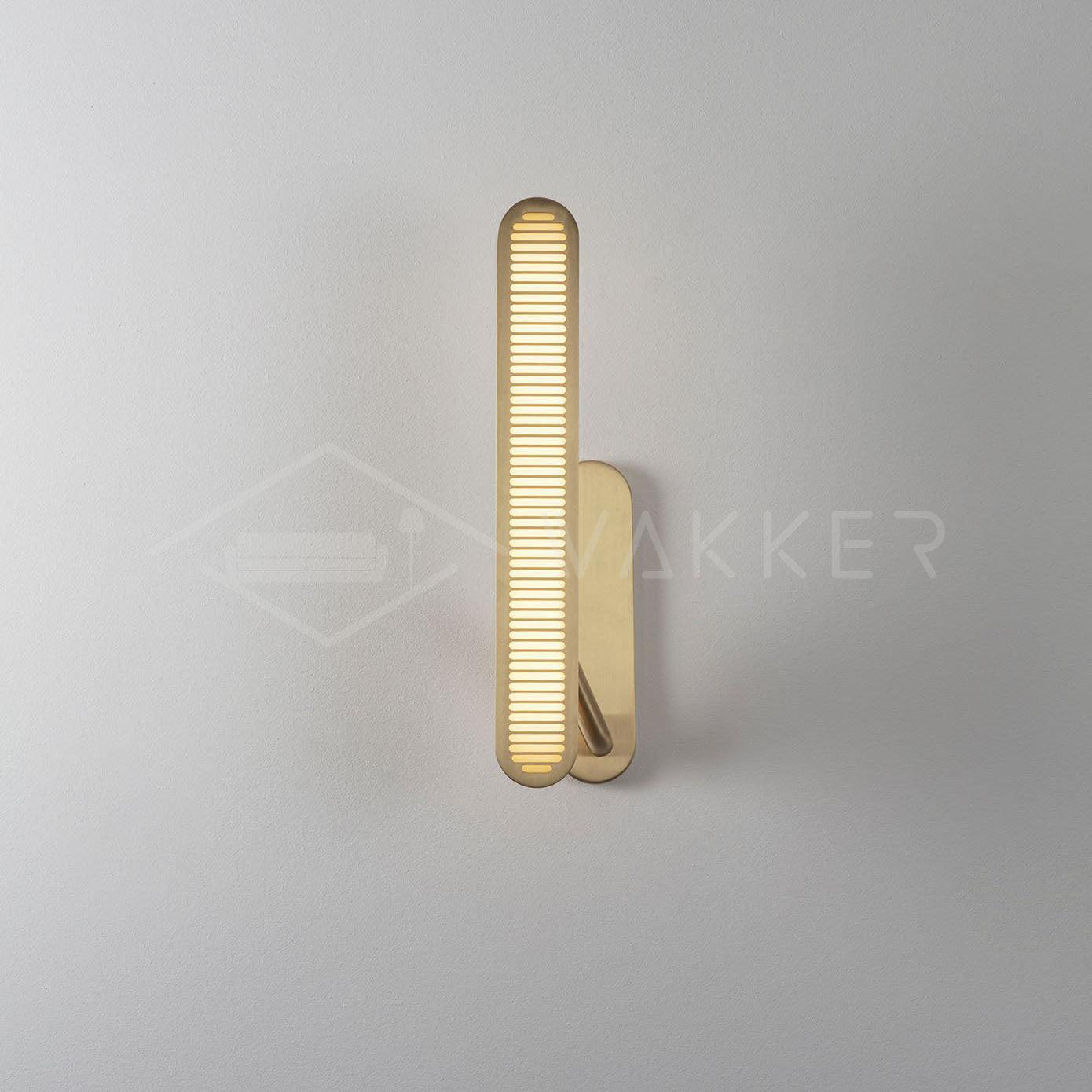 Modern Polished Brass Slotted Grill Wall Sconce with Opal Diffuser and Integrated LED