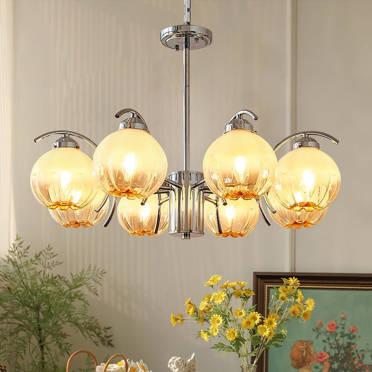 Modern Polished Chrome Pendant Light with White Glass Shades Litchford Adjustable Chandelier