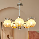 Modern Polished Chrome Pendant Light with White Glass Shades Litchford Adjustable Chandelier