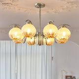 Modern Polished Chrome Pendant Light with White Glass Shades Litchford Adjustable Chandelier