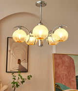 Modern Polished Chrome Pendant Light with White Glass Shades Litchford Adjustable Chandelier