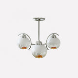 Modern Polished Chrome Pendant Light with White Glass Shades Litchford Adjustable Chandelier