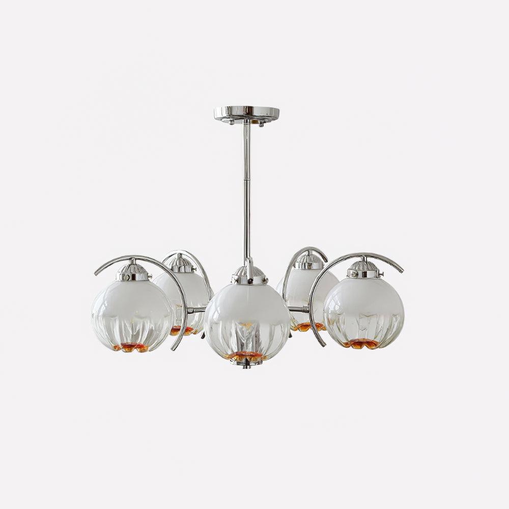 Modern Polished Chrome Pendant Light with White Glass Shades Litchford Adjustable Chandelier