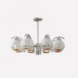 Modern Polished Chrome Pendant Light with White Glass Shades Litchford Adjustable Chandelier