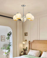 Modern Polished Chrome Pendant Light with White Glass Shades Litchford Adjustable Chandelier