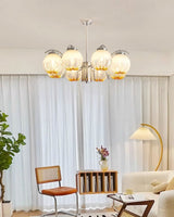 Modern Polished Chrome Pendant Light with White Glass Shades Litchford Adjustable Chandelier
