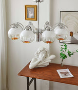 Modern Polished Chrome Pendant Light with White Glass Shades Litchford Adjustable Chandelier