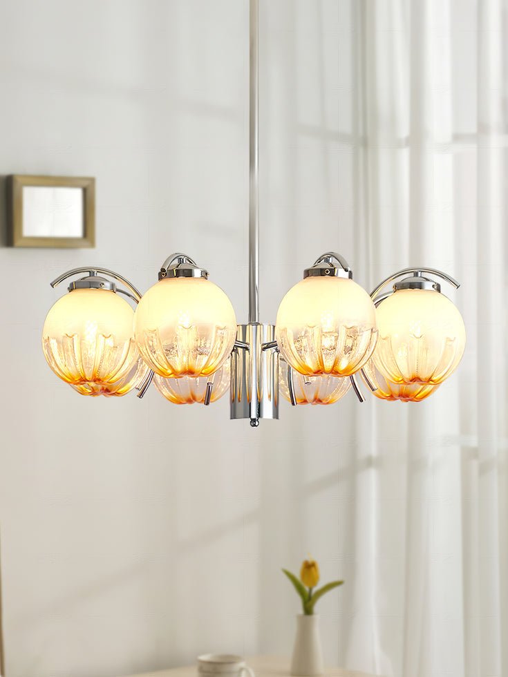 Modern Polished Chrome Pendant Light with White Glass Shades Litchford Adjustable Chandelier