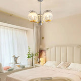 Modern Polished Chrome Pendant Light with White Glass Shades Litchford Adjustable Chandelier