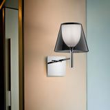 Modern Polished Chrome Prism Wall Sconce with Layered Shade for Indoor Lighting