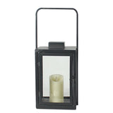 Modern Portable LED Outdoor Floor Lamp Rechargeable Candle Lantern with Glass and Steel