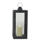 Modern Portable LED Outdoor Floor Lamp Rechargeable Candle Lantern with Glass and Steel