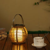 Modern Portable Solar Powered LED Outdoor Rattan Lantern for Garden Patio and Balcony