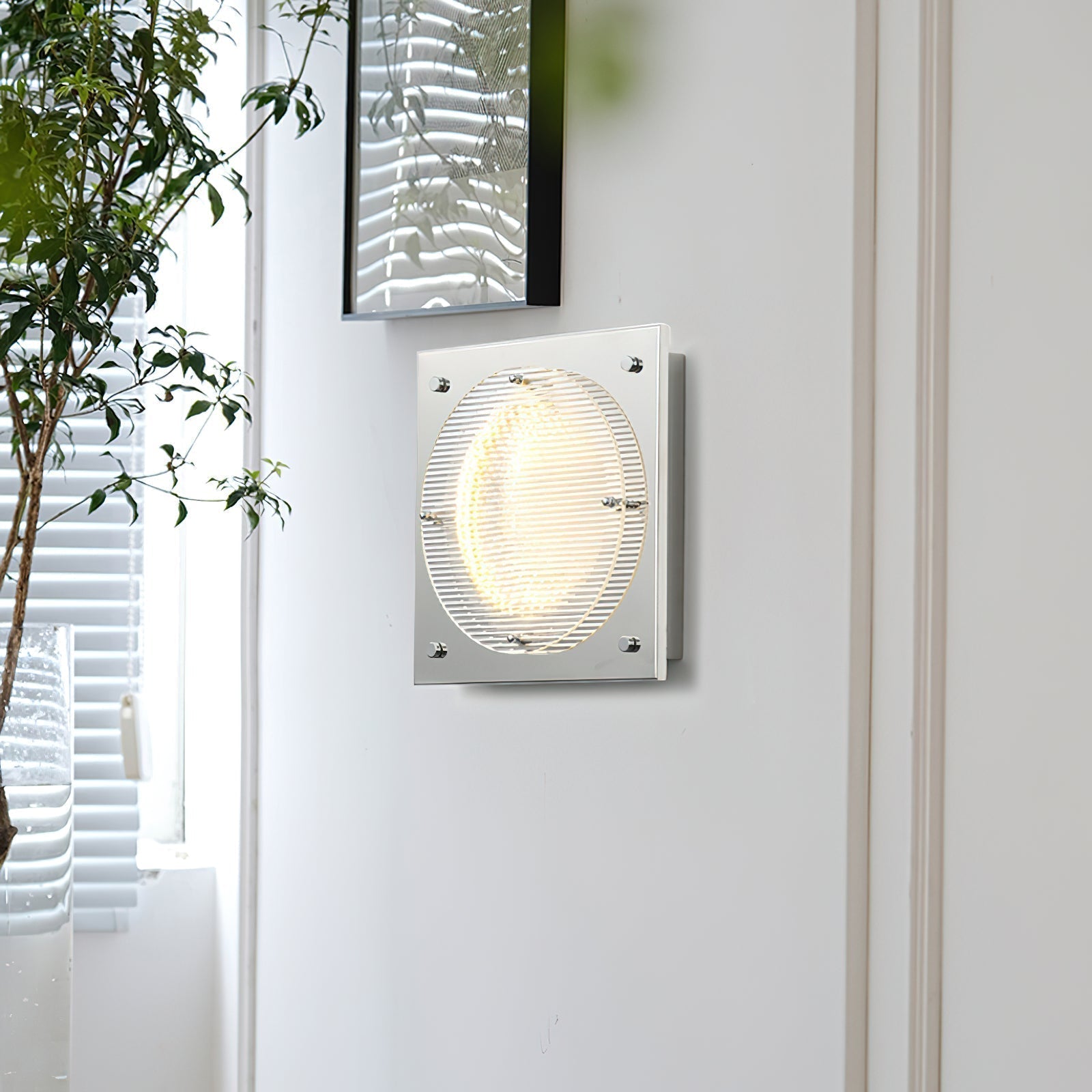 Modern Prism Shield LED Wall Sconce with Chrome Finish and Textured Glass Panel