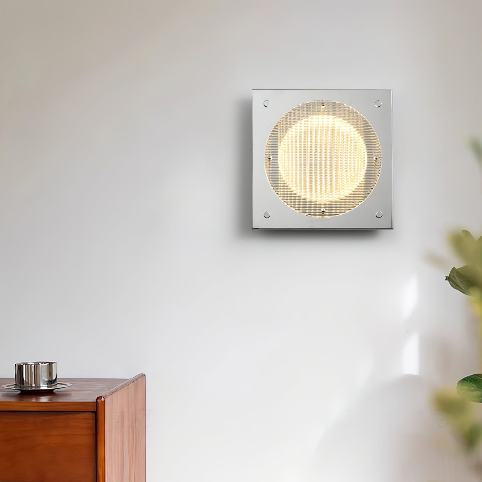 Modern Prism Shield LED Wall Sconce with Chrome Finish and Textured Glass Panel