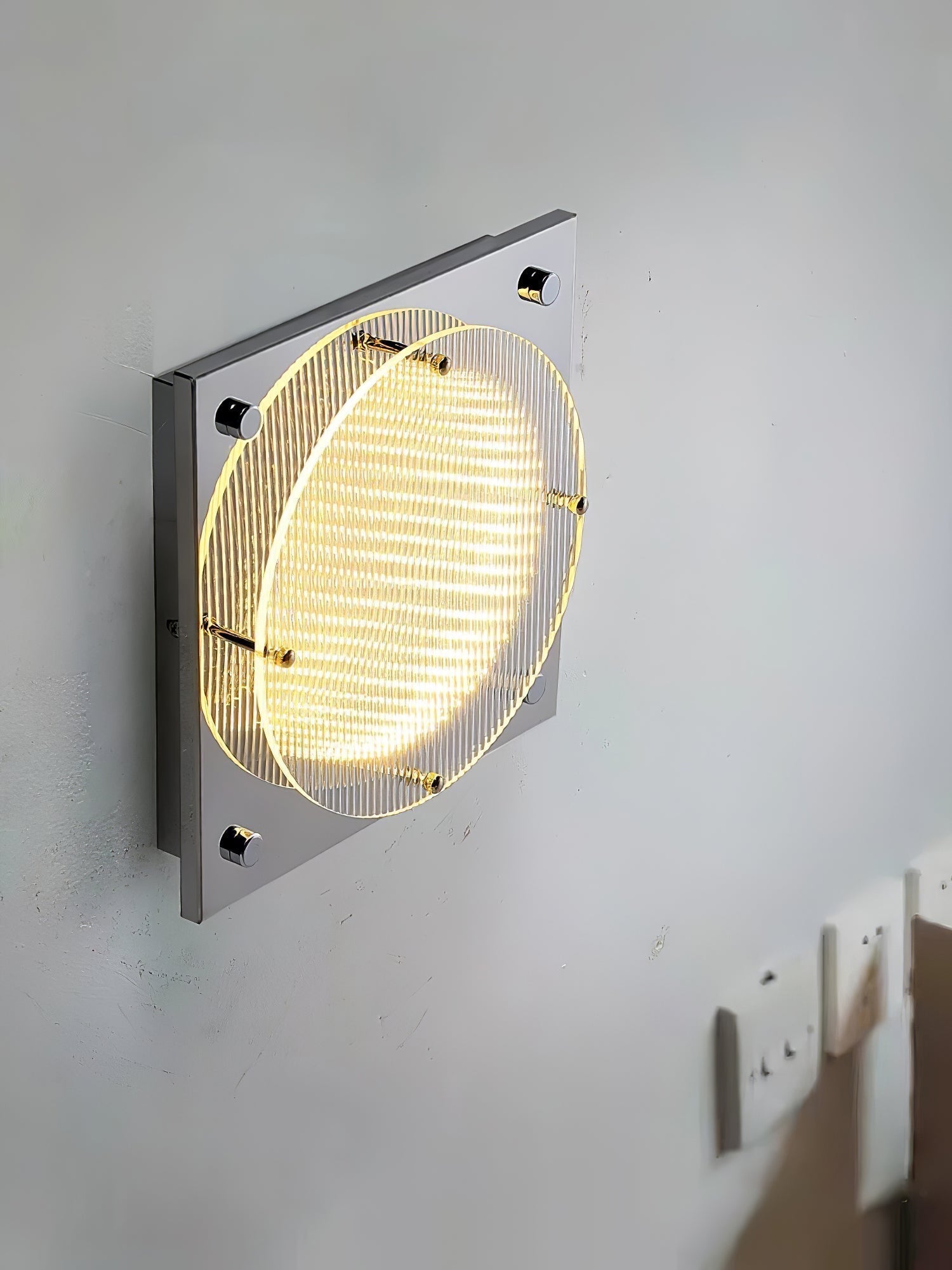 Modern Prism Shield LED Wall Sconce with Chrome Finish and Textured Glass Panel