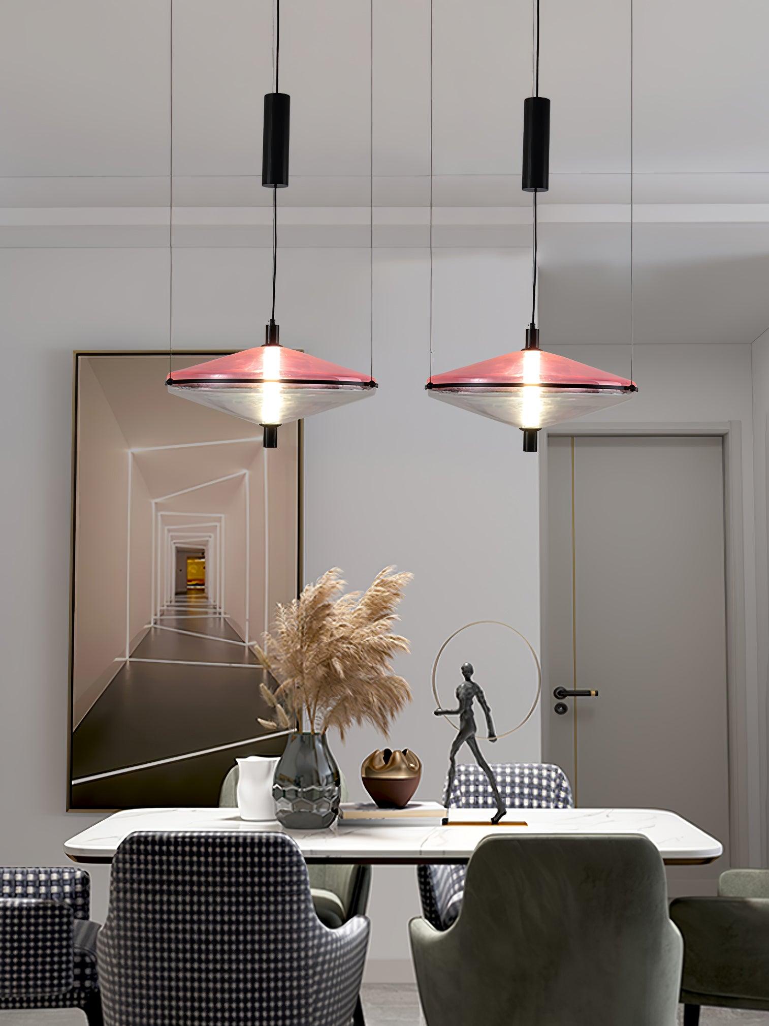 Modern Proton Cone LED Pendant Lamp Acrylic Hanging Light for Dining and Living Rooms