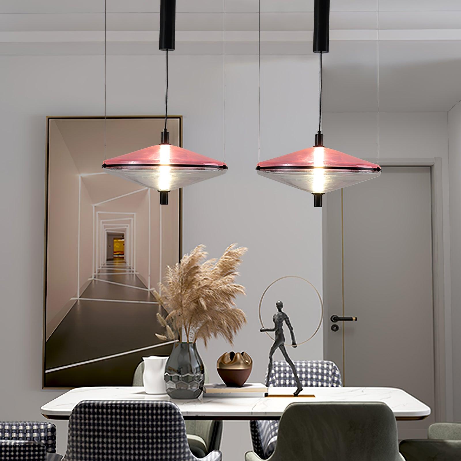 Modern Proton Cone LED Pendant Lamp Acrylic Hanging Light for Dining and Living Rooms