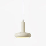 Modern Puck Drop Pendant Light Minimalist Metal Ceiling Hanging Lamp in Cream Finish