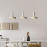 Modern Puck Drop Pendant Light Minimalist Metal Ceiling Hanging Lamp in Cream Finish