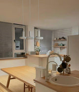 Modern Puck Drop Pendant Light Minimalist Metal Ceiling Hanging Lamp in Cream Finish
