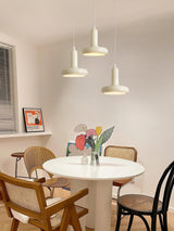 Modern Puck Drop Pendant Light Minimalist Metal Ceiling Hanging Lamp in Cream Finish