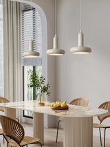 Modern Puck Drop Pendant Light Minimalist Metal Ceiling Hanging Lamp in Cream Finish