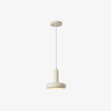 Modern Puck Drop Pendant Light Minimalist Metal Ceiling Hanging Lamp in Cream Finish