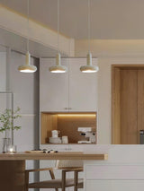 Modern Puck Drop Pendant Light Minimalist Metal Ceiling Hanging Lamp in Cream Finish
