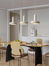 Modern Puck Drop Pendant Light Minimalist Metal Ceiling Hanging Lamp in Cream Finish