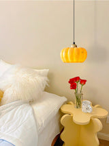 Modern Pumpkin Resin Pendant Light Decorative Hanging Lamp for Kitchen and Dining Room