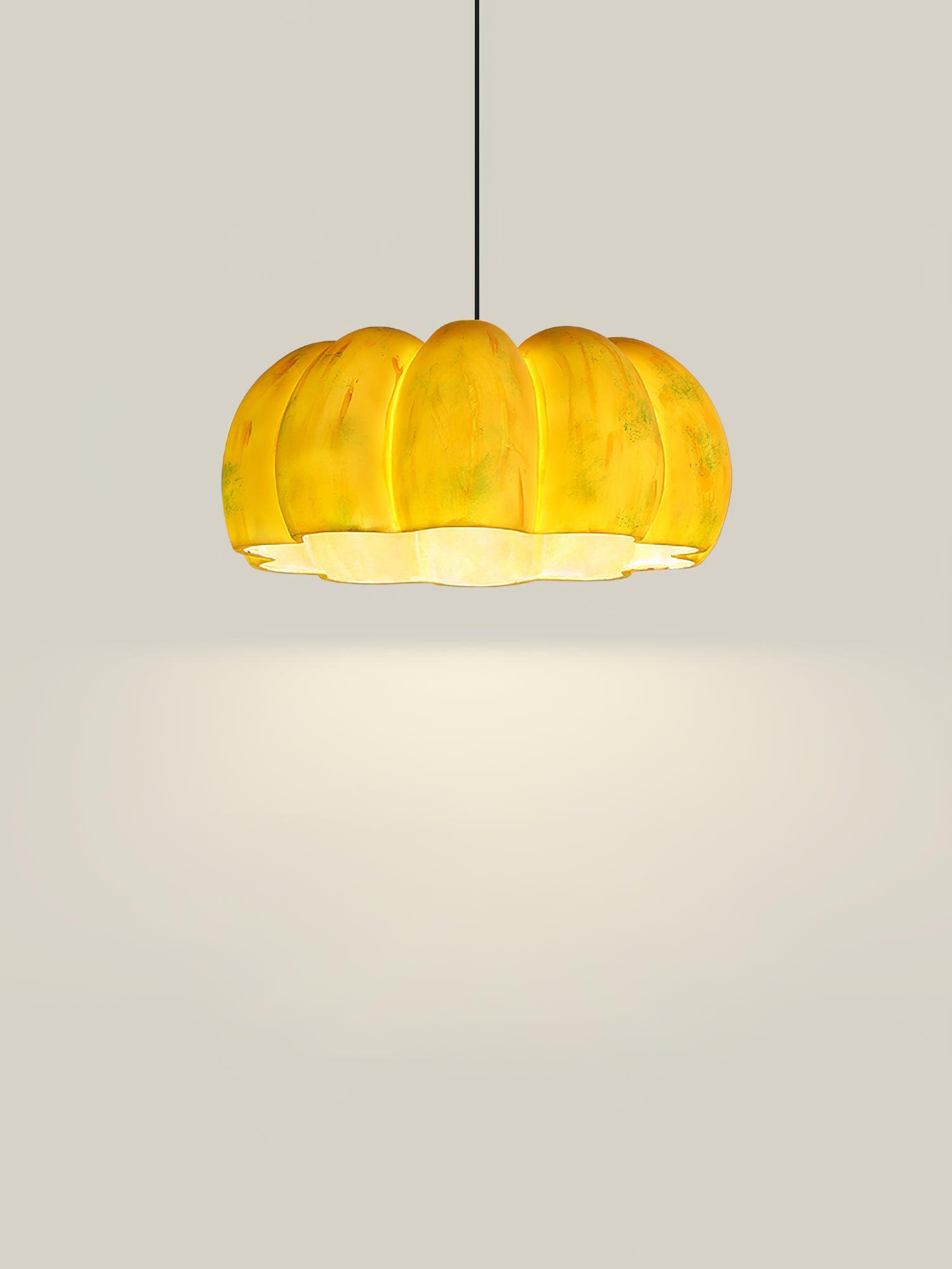 Modern Pumpkin Resin Pendant Light Decorative Hanging Lamp for Kitchen and Dining Room