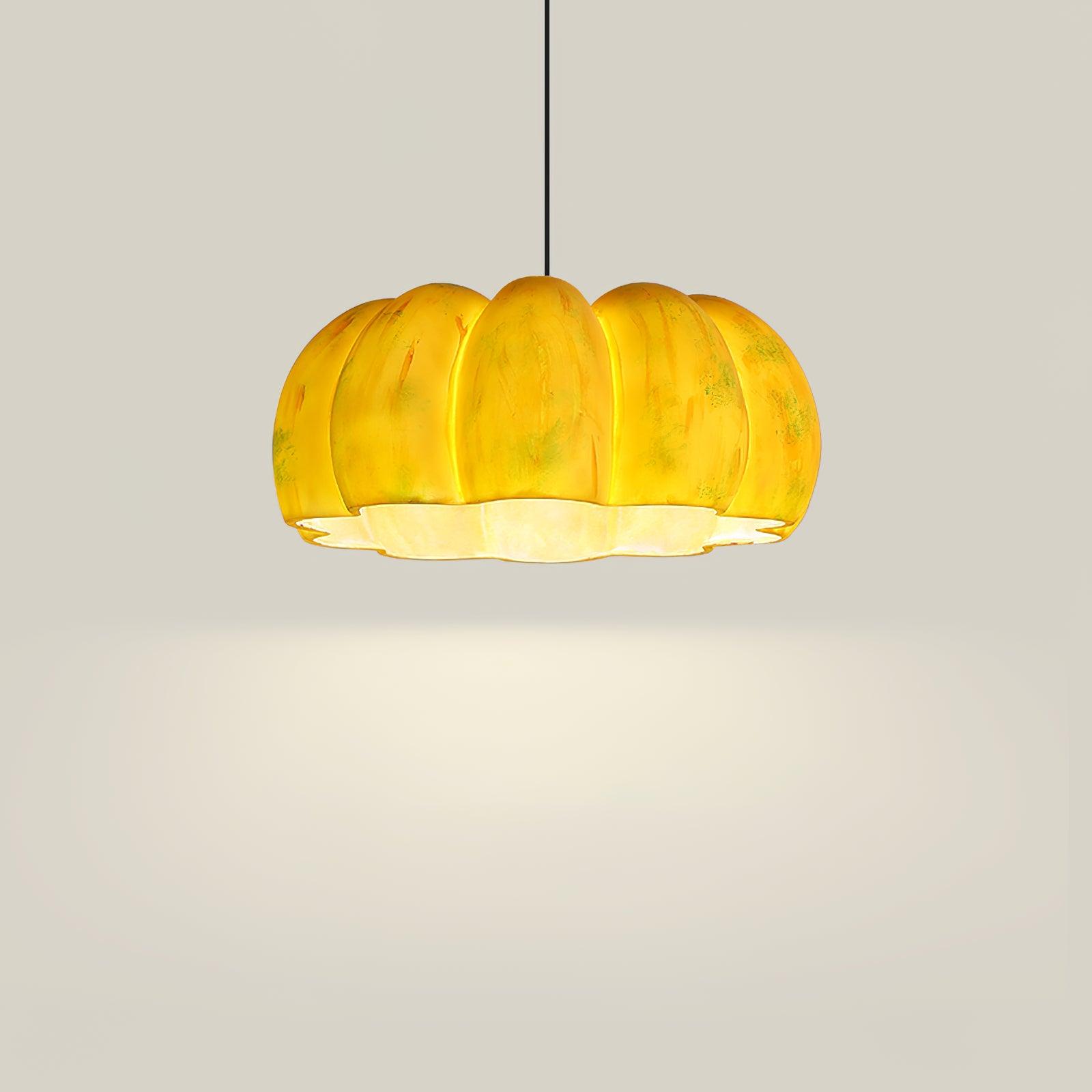Modern Pumpkin Resin Pendant Light Decorative Hanging Lamp for Kitchen and Dining Room