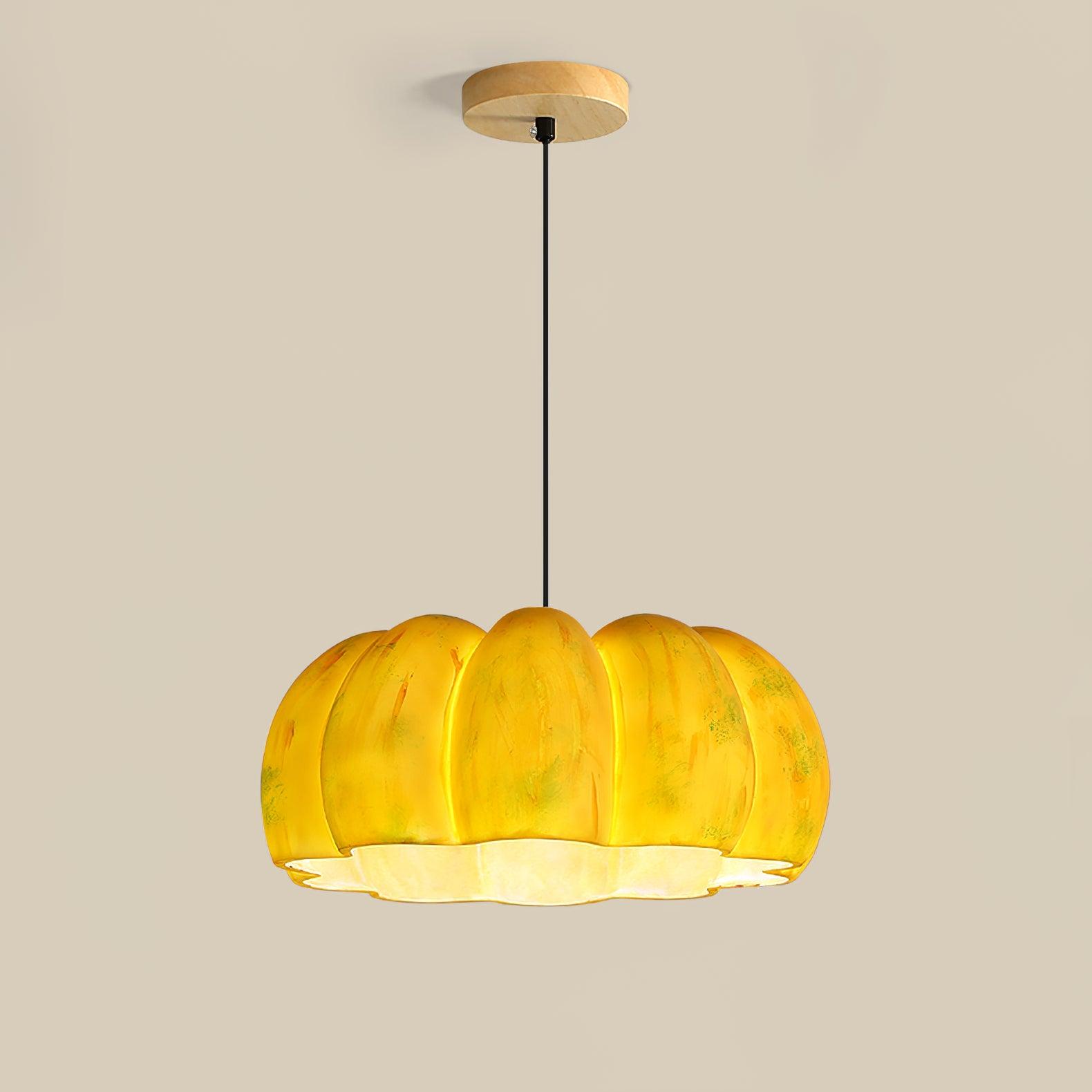 Modern Pumpkin Resin Pendant Light Decorative Hanging Lamp for Kitchen and Dining Room