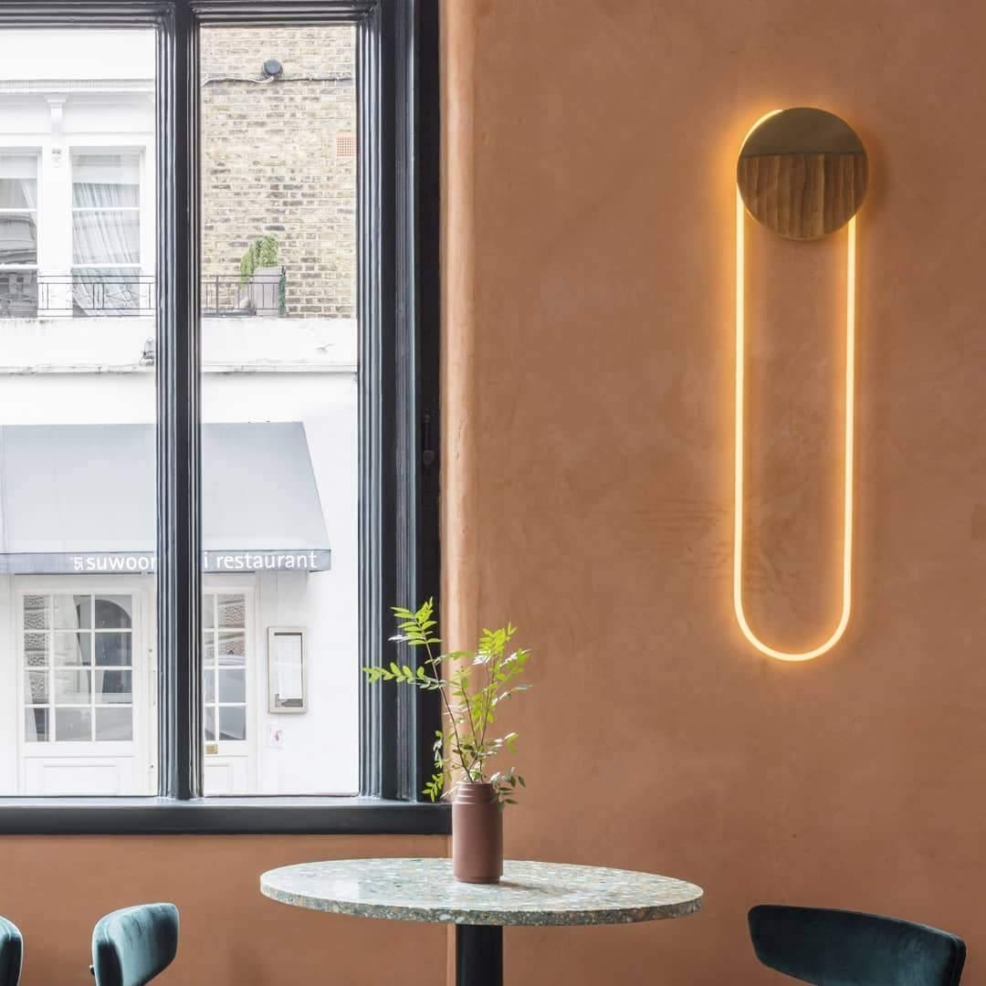 Modern RA Circular LED Wall Sconce Abstract Metal Disc Lighting for Bedroom or Living Room