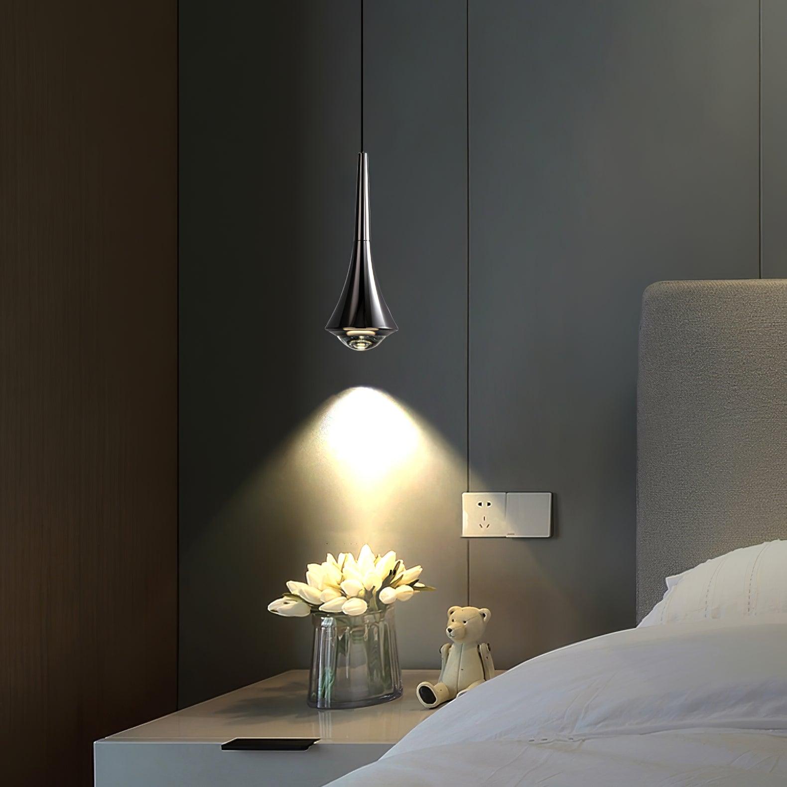 Modern Rain Multi Cascading Glass LED Pendant Light Chrome Drop Chandelier for Indoor Spaces