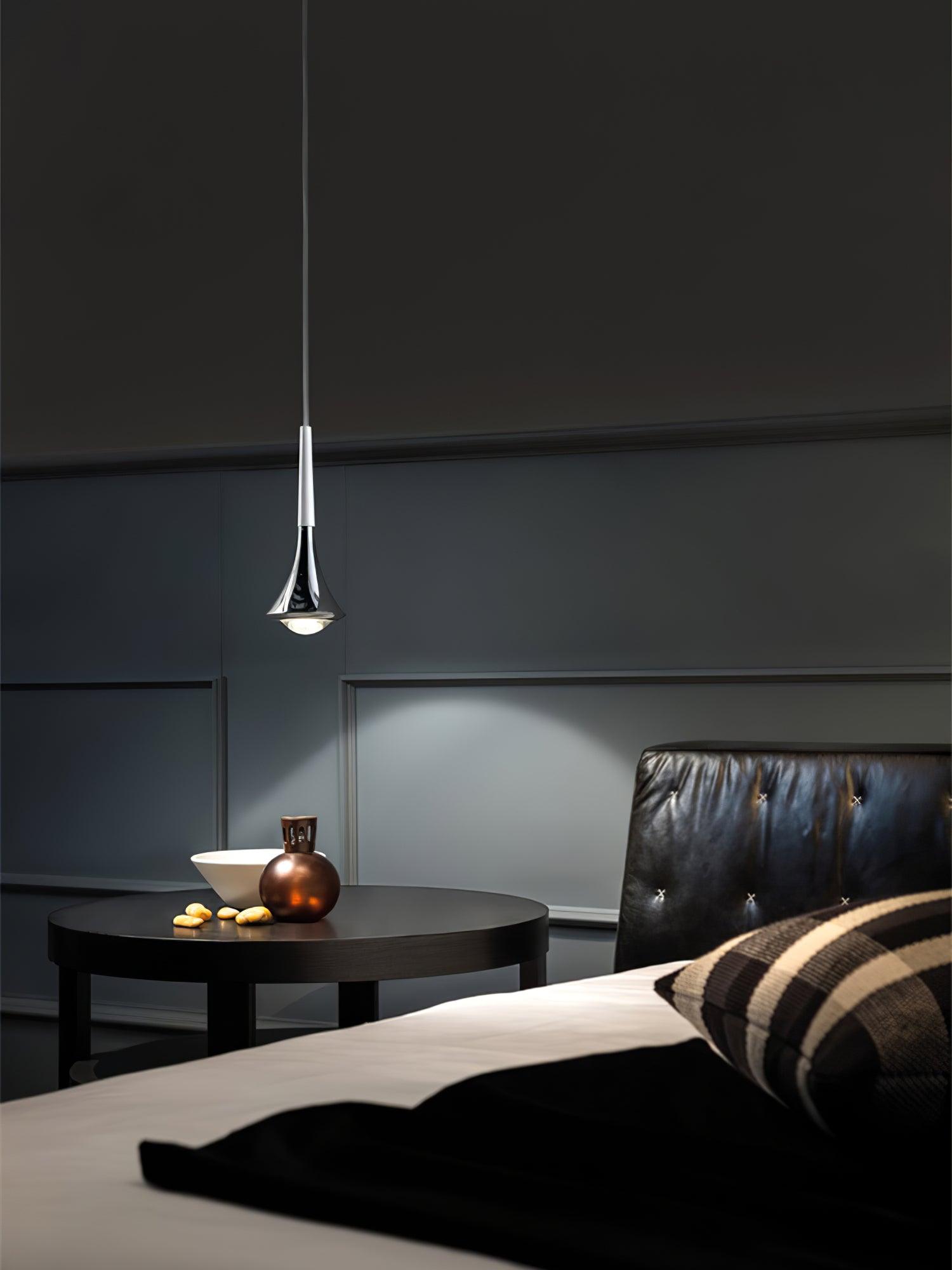 Modern Rain Multi Cascading Glass LED Pendant Light Chrome Drop Chandelier for Indoor Spaces