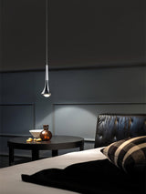 Modern Rain Multi Cascading Glass LED Pendant Light Chrome Drop Chandelier for Indoor Spaces