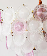Modern Rainbow Petal Branch Chandelier Gold Finish with Pink and White Glass Discs