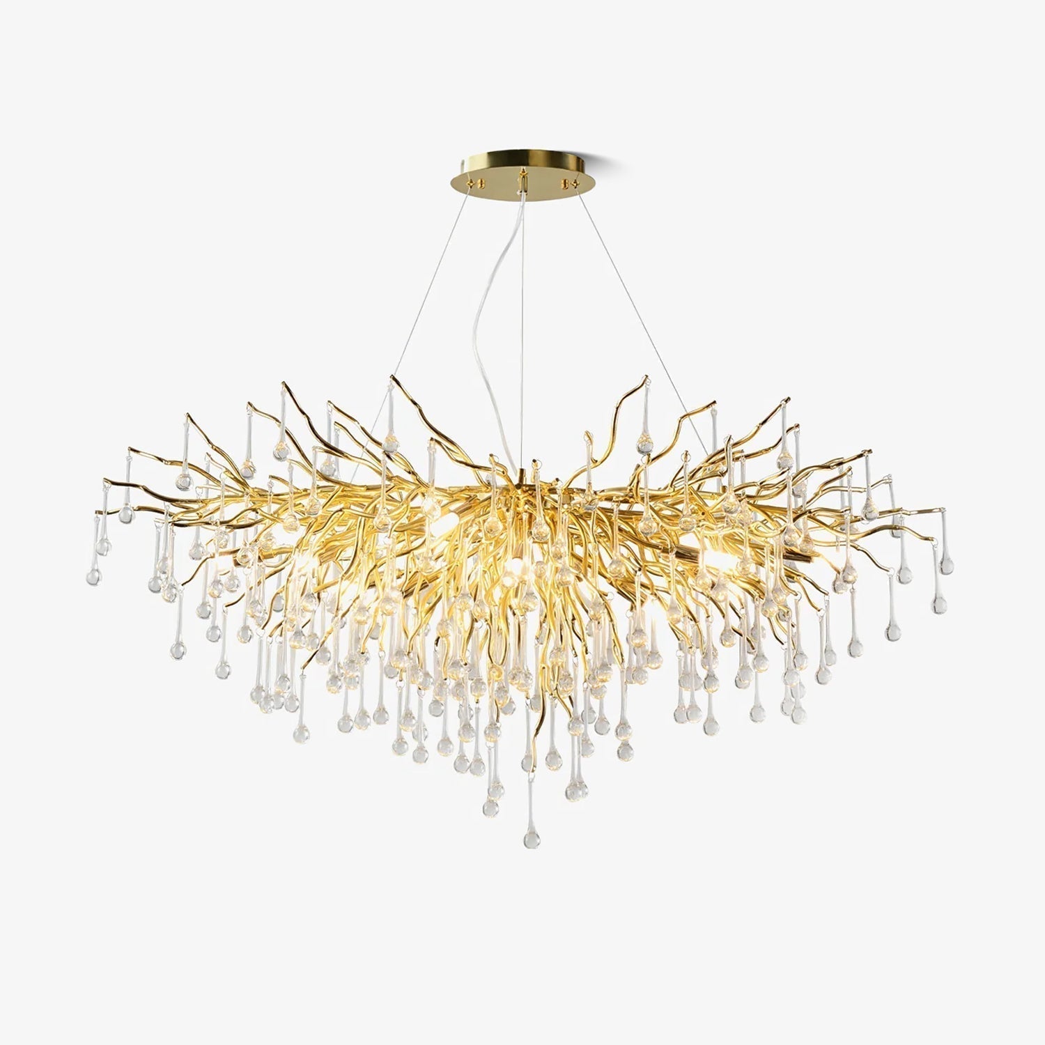 Modern Raindrop Crystal Chandelier Gold Luxury Ceiling Light Fixture