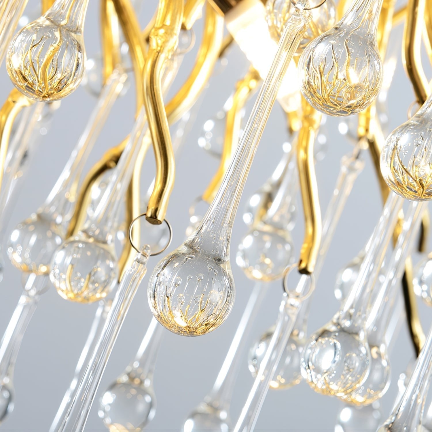 Modern Raindrop Crystal Chandelier Gold Luxury Ceiling Light Fixture