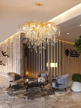 Modern Raindrop Crystal Chandelier Gold Luxury Ceiling Light Fixture