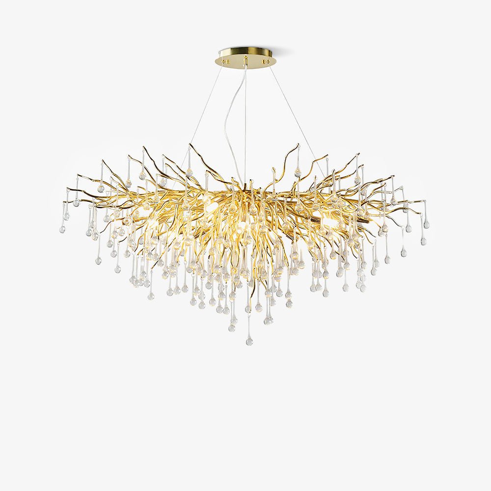 Modern Raindrop Crystal Chandelier Gold Luxury Ceiling Light Fixture
