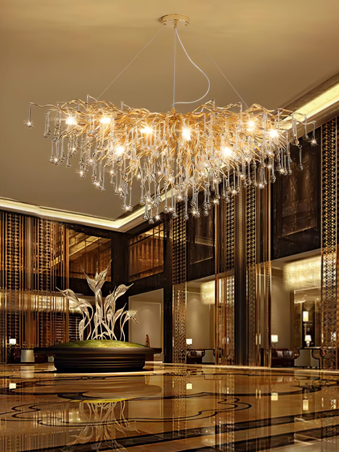 Modern Raindrop Crystal Chandelier Gold Luxury Ceiling Light Fixture