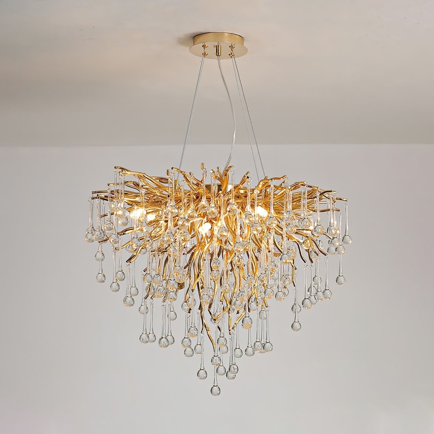 Modern Raindrop Crystal Chandelier Gold Luxury Ceiling Light Fixture