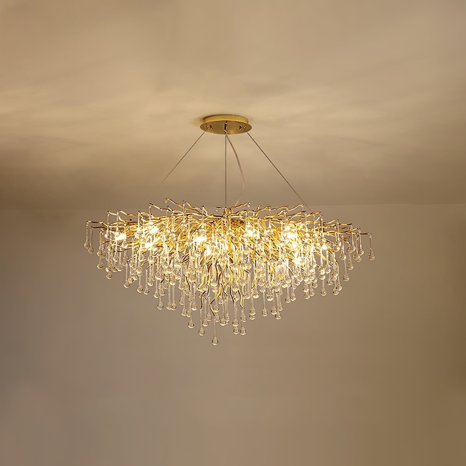 Modern Raindrop Crystal Chandelier Gold Luxury Ceiling Light Fixture