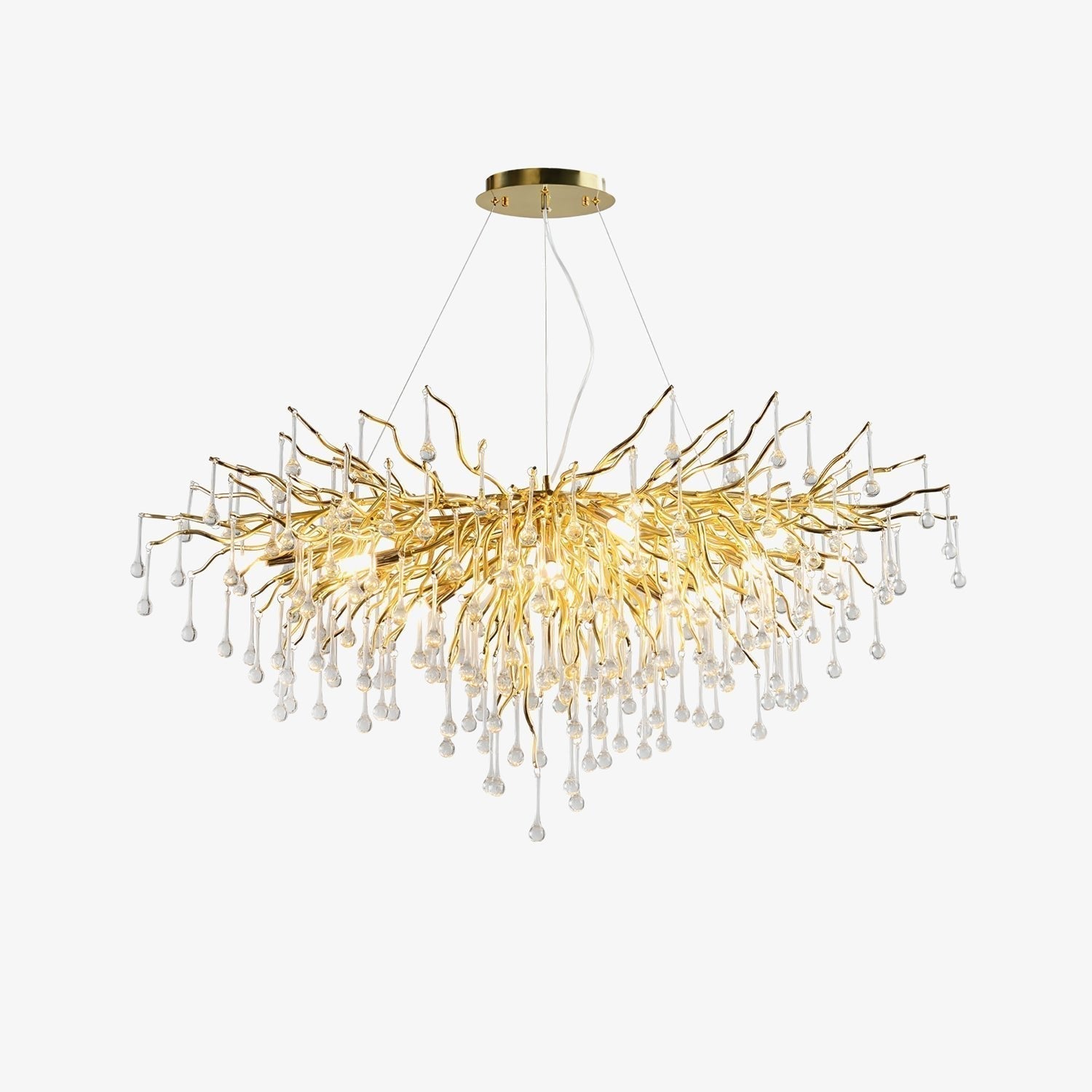 Modern Raindrop Crystal Chandelier Gold Luxury Ceiling Light Fixture