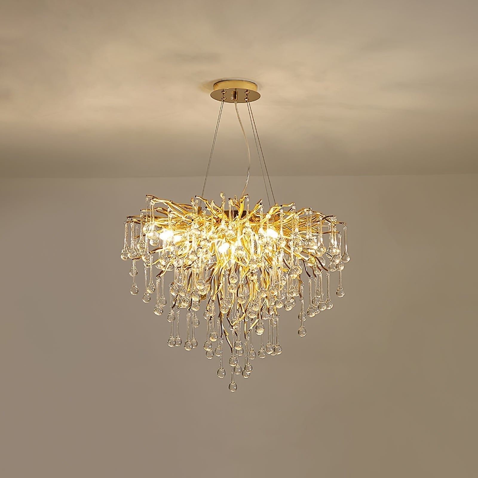 Modern Raindrop Crystal Chandelier Gold Luxury Ceiling Light Fixture