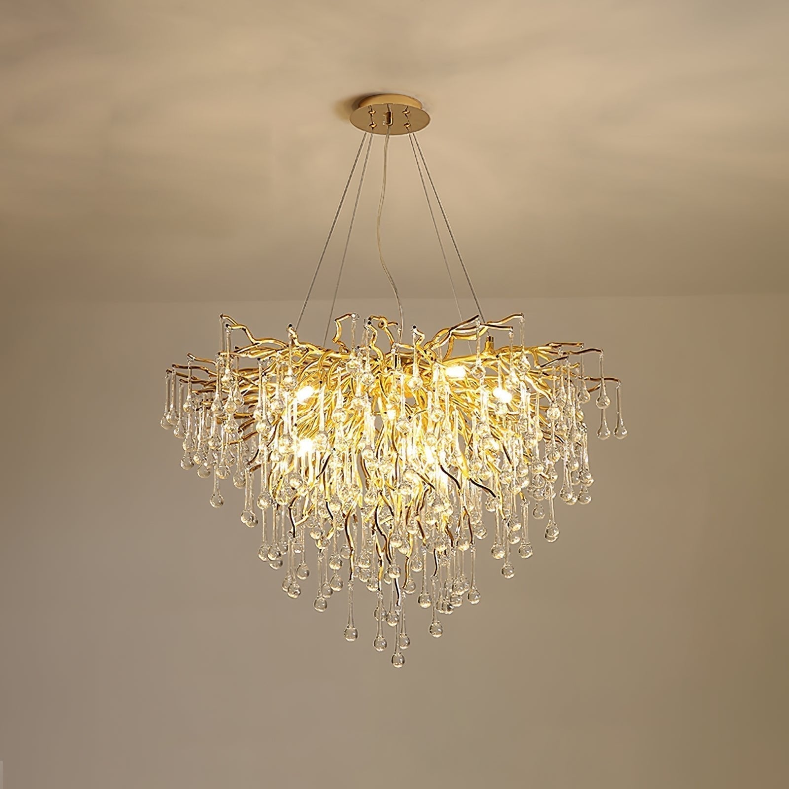 Modern Raindrop Crystal Chandelier Gold Luxury Ceiling Light Fixture