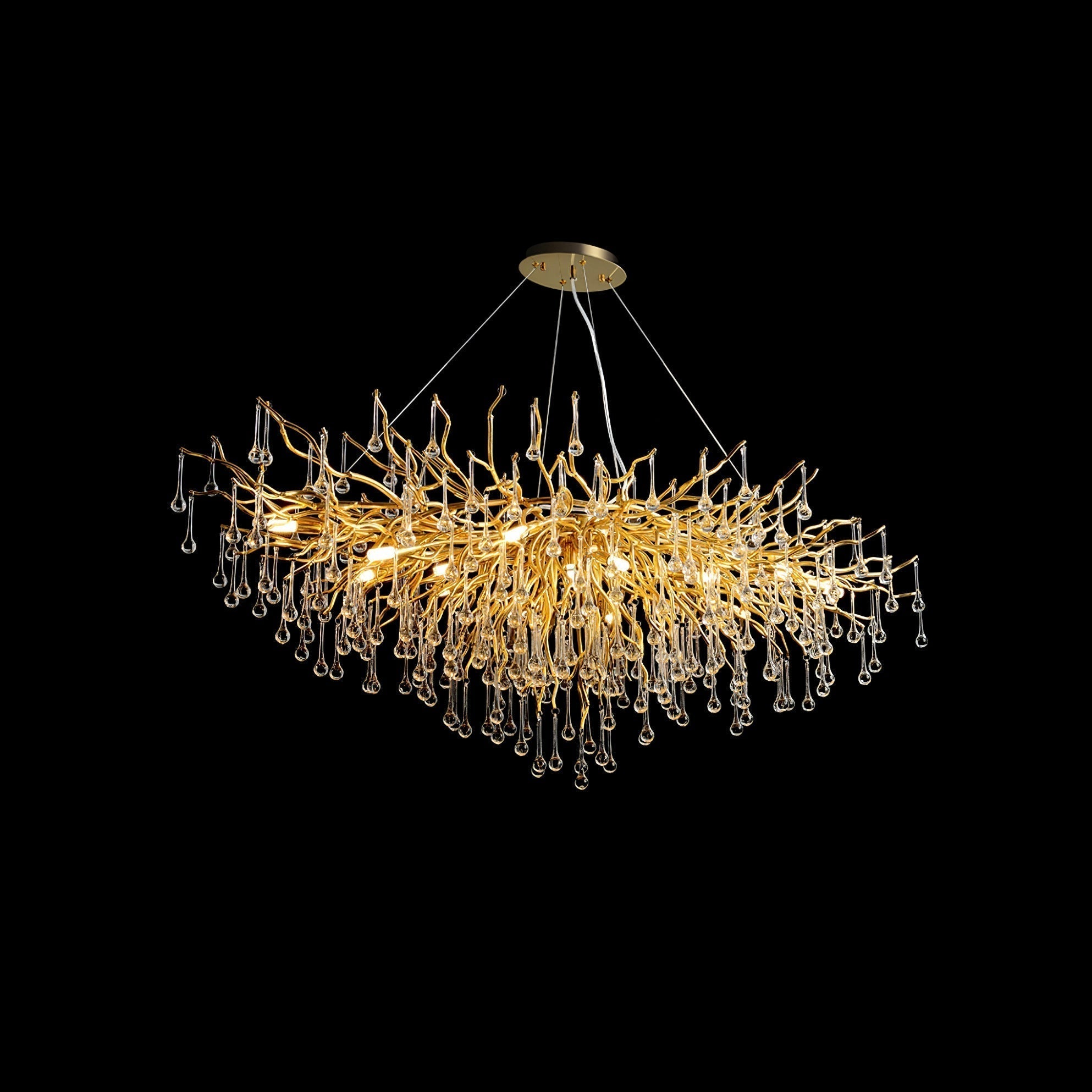 Modern Raindrop Crystal Chandelier Gold Luxury Ceiling Light Fixture